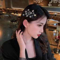 1Pcs Sparkling Diamond Star Hair Clip Exquisite Broken Hair Fixing Clip Date Party Style Headwear Versatile Decoration Hairstyle