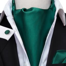 Men's Ascots Fashion Luxury Solid Plaid Check Dot Cravat Set with Cufflinks and Handkerchiefs for Daily Casual Outing