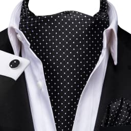 Men's Ascots Fashion Luxury Solid Plaid Check Dot Cravat Set with Cufflinks and Handkerchiefs for Daily Casual Outing