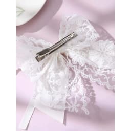 1pc Girl's Sweet Lace Bow Hair Clip with Pearl, a Romantic & Dainty Accessory for Daily Wear