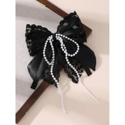 1pc Girl's Sweet Lace Bow Hair Clip with Pearl, a Romantic & Dainty Accessory for Daily Wear