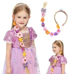 Princess Dress up Wigs, Princess Rapunzel Or Elsa Snowflake Long Braided Wig Headbands Adorn for Girls Costume Accessories