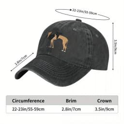 1pc Rerto Washed Baseball Cap with Printed Greyhound Dog,Streetwear Trucker Hat Summer Female Male Outdoor Sport Baseball Caps