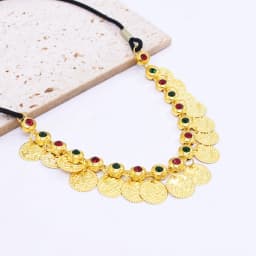 New Trendy Ethnic Style Rhinestone Forehead Chain Vintage Coin Tassel Headband Punk Style Gold Alloy Hair Accessory