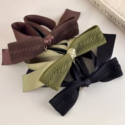Autumn-Winter Melange~Retro Knit Bow Banana Clip for Women Large Size Anti-Slip High Ponytail Twist Hair Clip