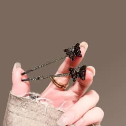 2Pcs/set Super Fairy Rhinestone Butterfly Hairpins Cute and Sweet Women's Bangs Side Clip Korean Style Hair Clip Headdress