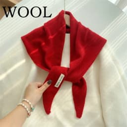 100% Wool Women's Knitted Triangle Scarf Shawl Warmth for Autumn and Winter Multifunctional All - Match Small Scarf for Ladies