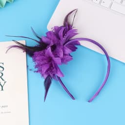 1Pcs Women Fascinator Hat Headband Flower Feather Mesh Yarn Cocktail Party Wedding Hair Accessories Head Decoration