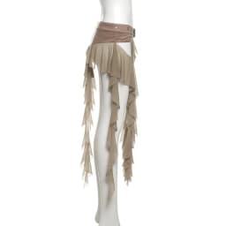 Fashion Irregular Ruffles Belts for Women Long Tassel Adjustable Buckle Waistband Y2K White Mini Skirt Streetwear