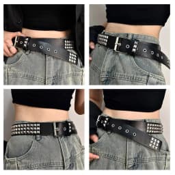 Vintage Men Women Punk Rivet Buckle Belt Design Metal Gothic Y2k Belt Pu Leather Waistband Jeans Pants Decorative Bel