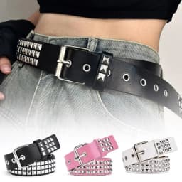 Vintage Men Women Punk Rivet Buckle Belt Design Metal Gothic Y2k Belt Pu Leather Waistband Jeans Pants Decorative Bel