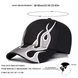 Unisex Flame Embroidery Baseball Caps Outdoor Adjustable Spring and Autumn Casual Sunscreen Hat