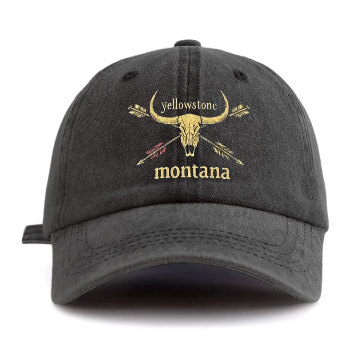 1pc MONTANA Print Washed Baseball Cap for Adults, Minimalist Retro Style Casual Soft Adjustable Dad Hat, Perfect As Gift