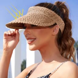 1pc Straw Sun Visors & Hats for Women Outdoor vacation sun protection beach hat Beach Hats for tralve,Handmade,Sun Protection