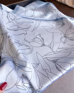 Luxury Line Drawing Floral Square Scarf For Women Silk Scarves Ladies Bandanas Hijab Neckerchief Elegant Shawl Wraps For Travel