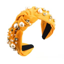 Hot Selling Fabric Knotted Headband Wide Edge Nail Diamond Pearl Hairband Korean Temperament Women's Hair Accessories