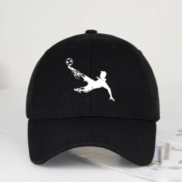 Soccer Bicycle Kick Print Baseball Cap Adjustable Unisex Football Fan Sun Hat
