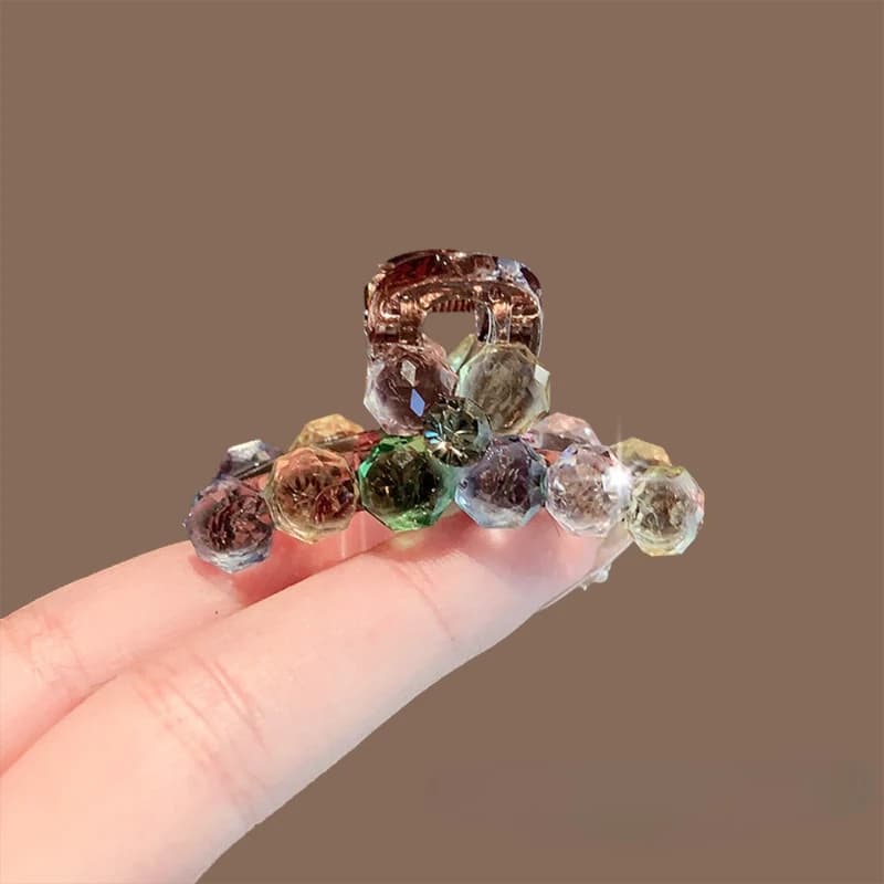 Colorful Crystal Mini Hair Claw Set: Lightweight Side Clips for Half-Up Style, Sweet & Versatile