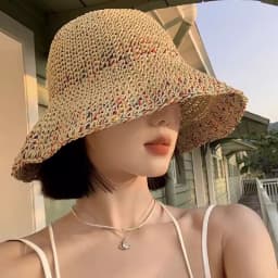Summer Sun Hats for Women Straw Hat Showing Face Small Bucket Hat Large Brim Sunshade and Sunscreen Seaside Beach Cap