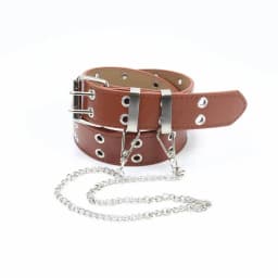 Y2K Aesthetic Punk Belt Women Pink Chain Leather Belt Adjustable with Metal Eyelets