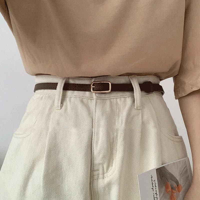 **Retro French PU Leather Belt For Women Unisex Belts Buckle Luxury Belts Female Jeans Waist Belts Men Waistband Thin Belts