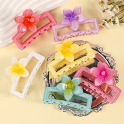 Summer New Square Egg Flower Hair Claw - Gradient Dopamine Sweet Hair Accessory for Back-of-Head Updo Shark Clip