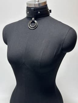 Alternative Fashion E-Girl PU Leather Neck Harness Double O-Ring Dark Punk Style Choker Accessory for Daily and Music Festival