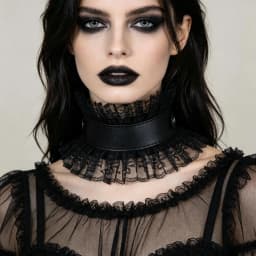Women Vintage Fake Collar Gothic Black Faux Leather Ruffled Floral Lace Choker Necklace Victorian Lolita Neck Ruff