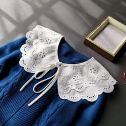 Women's White Embroidered Fake Collar, Double Layered Doll Neck, Fashionable Decorative Shawl with Shoulder Straps