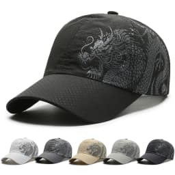 1 pcs Men's Printed Chinese Style Dragon Pattern Quick-Drying Mesh Baseball Cap Outdoor Leisure Fashion Sun Protection