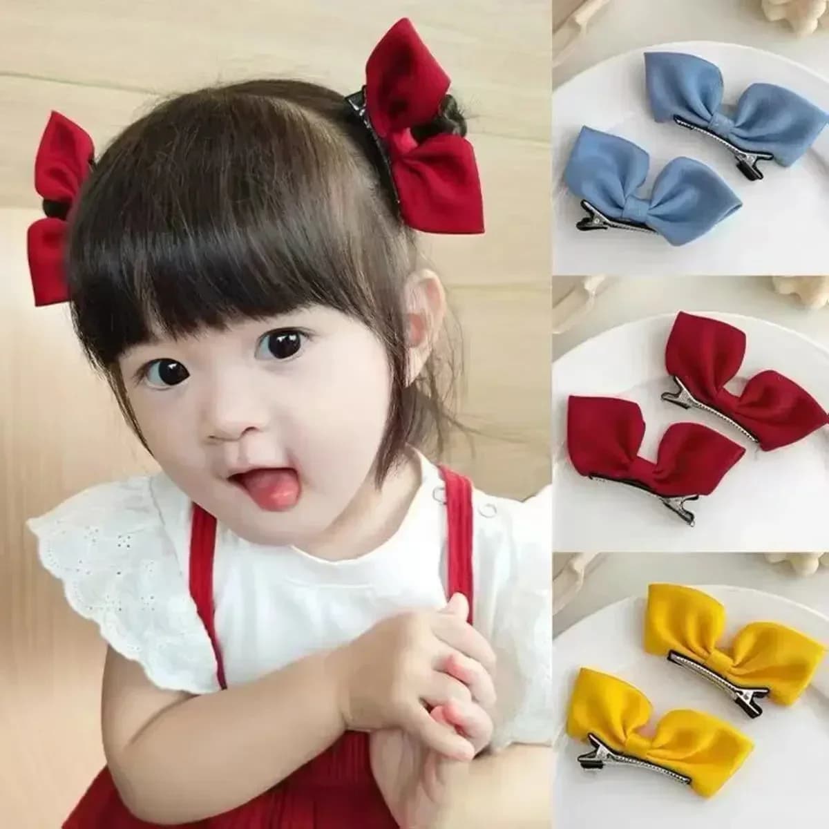 2pcs 3D Fabric Bowknot Hair Clips for Toddler Girls Princess Core Ruffled Side Clamps Non-Toxic Cute Kids Hair Accessories
