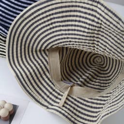 Women's Summer Wide Brim Sun Hat Striped Black & Beige Adjustable Asymmetrical Sunhat Beach Accessories Foldable New