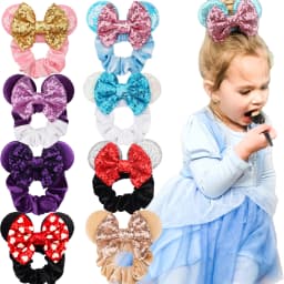 3 Pcs Cute Mouse Ears Hair Scrunchies 12 Styles Velvet Bows for Women Girls Birthday Date Amusement Park Party Hair Bands