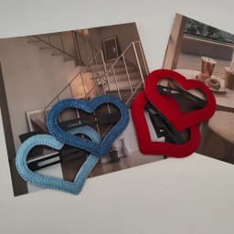 2PC Denim Velvet BB Hairpin Set for Women Girls Red Heart Star Side Clips Fashionable Hair Accessories