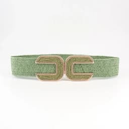Fashion Stretch Alloy Buckle PP Grass Braided Belt All-match Elastic Waist Seal Multicolor Decorative Dress Belt for Women