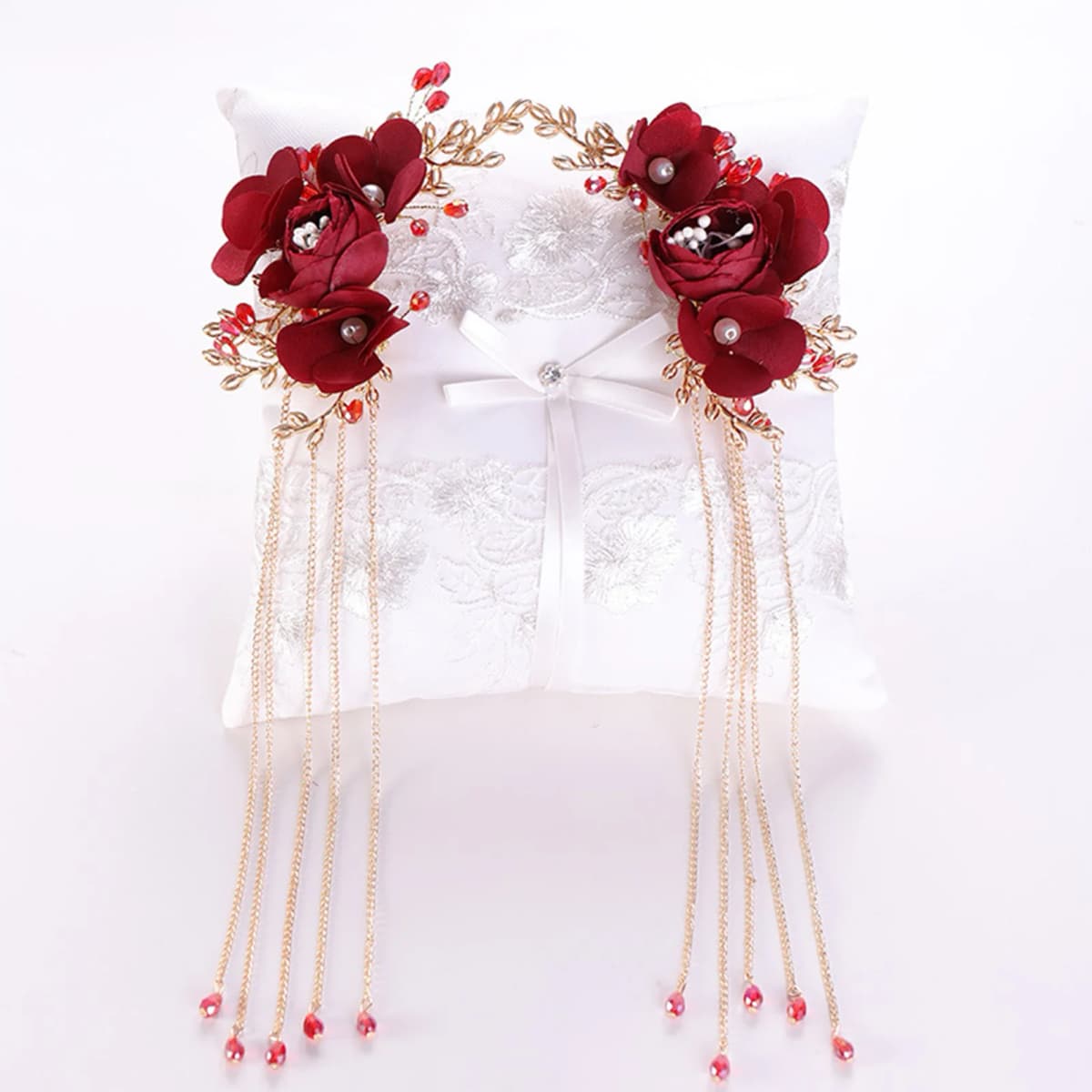 Elegant Vintage Hair Clips Red Silk Flower Duckbill Clips Chinese Style Flower Hairpin Wedding Hair Accessories Ancient Headwear