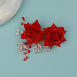 Elegant Vintage Hair Clips Red Silk Flower Duckbill Clips Chinese Style Flower Hairpin Wedding Hair Accessories Ancient Headwear