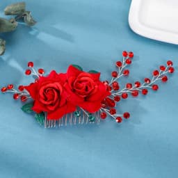Elegant Vintage Hair Clips Red Silk Flower Duckbill Clips Chinese Style Flower Hairpin Wedding Hair Accessories Ancient Headwear