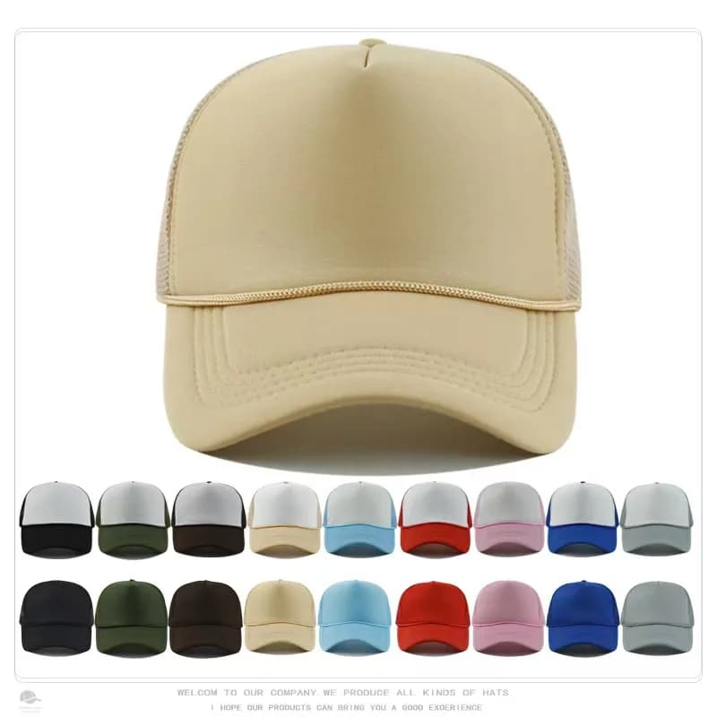 New Trucker Caps Men Women Plain Blank Foam Mesh Baseball Cap With Rope Summer Breathable Outdoor Sport Sun Visor Hats