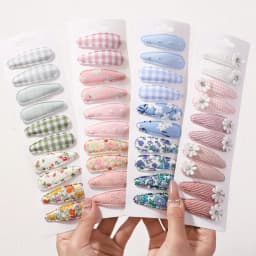 10pcs/set Flower Print Cotton Hair Clips for Baby Kids Fabric Plaid BB Hairpins Todller Hairgripe Headwear Hair Accessories