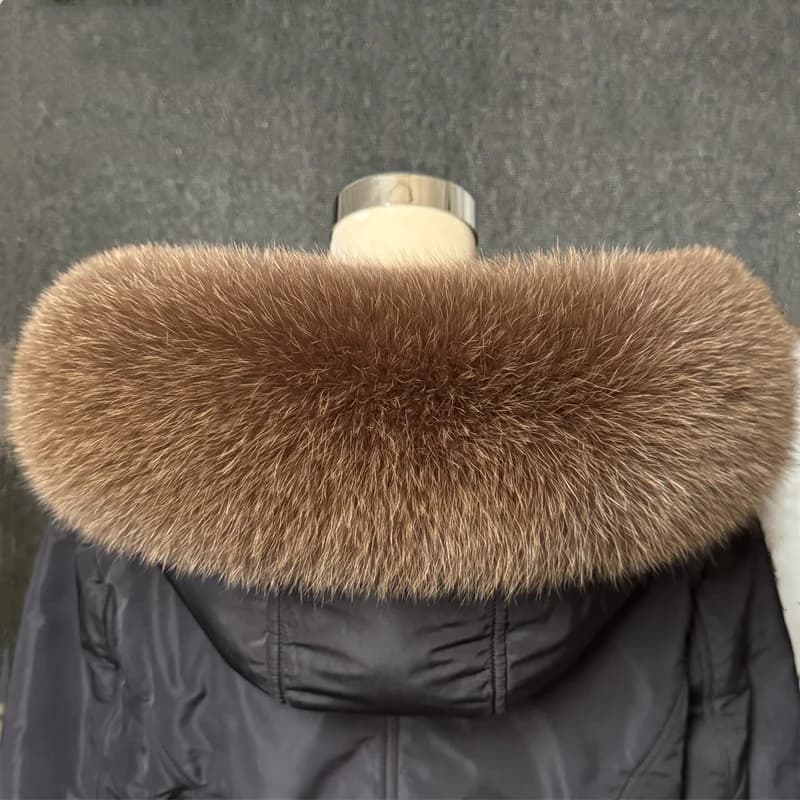 Real Fox Fur Collar Women Universal Hat Strip Down Jacket Fur Collar Winter Warm Fur Scarf Shawl Luxury Neck Warmer Fur Scarf