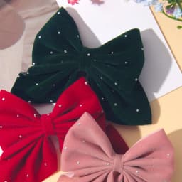 2PCS/Set Elegant Velvet Embellished With Diamonds Bow Hair Clip Girls Without Damaging Hair Safe Hair Accessory Kids Gift