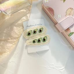 2pcs New Children's Hair Clip, Cute BB Bow Fabric Clip, Korean Fruit Knit Princess Hair Accessory
