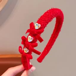 2026 New Children Red Colors Bowknot Ornament Headband Headwears Girls Fashion Acrylic Hair Hoop Headbands Kids Hair Accessories