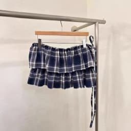 Hip-hop Layer Outfits Plaid Skirt Sweet Y2K Lace Up Hip Scarf Shirt Extender Korean Style Ruffled Edge Waistband Jeans Decor