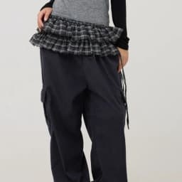 Hip-hop Layer Outfits Plaid Skirt Sweet Y2K Lace Up Hip Scarf Shirt Extender Korean Style Ruffled Edge Waistband Jeans Decor