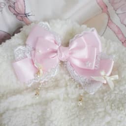 Ribbon Lace Lace Pearl Chain Large Bow Pearl Pink KC Cute Princess Headwear Hair Clip Accessories Lolita Headpiece Sweet Cute