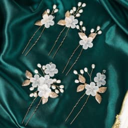 Fashion Crystal Pearl Flower Hairpin Set 5PK Bridal Wedding Headpieces Party Banquet Woman's Hairpin As Gifts
