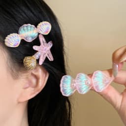 5pcs Starfish Colorful Shell Pearl Hair Clip for Women Sweet Cute Duckbill Clip Fashion Girl Hairpin Hair Accessories
