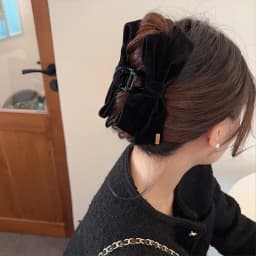 Double-Sided Bow Shark Clips Woman Black Red Velvet Hair Clips Back Head Hairpin Fashion Barrettes Sweet Girls Hair Accessories